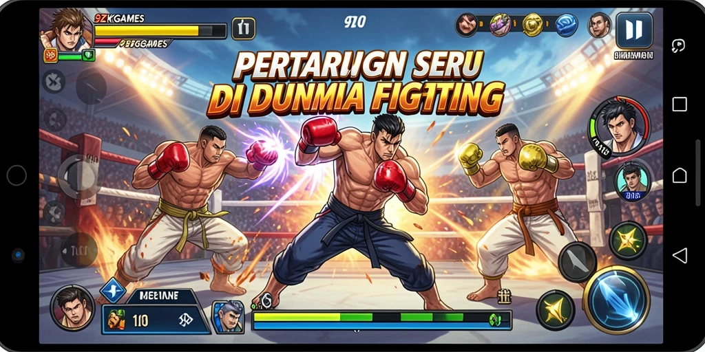 Tampilan gameplay seru dalam 9ZKGAMES dengan aksi Fighting intens.