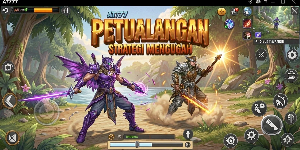 Screenshot utama AT777 menampilkan momen strategis dalam pertempuran yang intens.