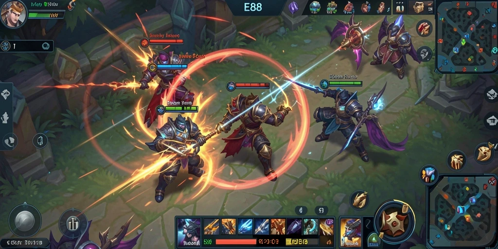Gameplay E88 yang seru dan menegangkan saat bertarung di arena.