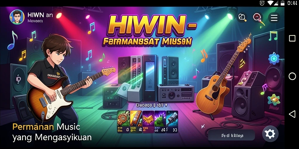 Screenshot gameplay HIWIN yang menampilkan keseruan bermain musik.