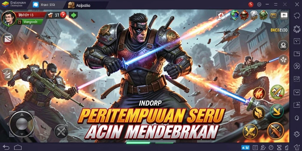 Screenshot gameplay INDORP yang menampilkan pertempuran aksi seru.