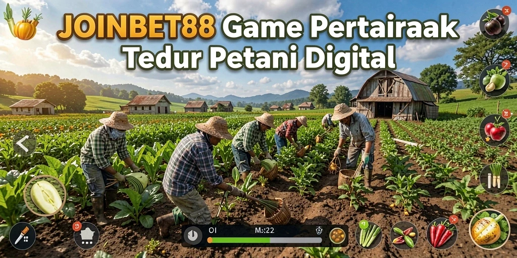 Screenshot permainan JOINBET88 menampilkan aktivitas bertani yang menyenangkan dan interaktif.