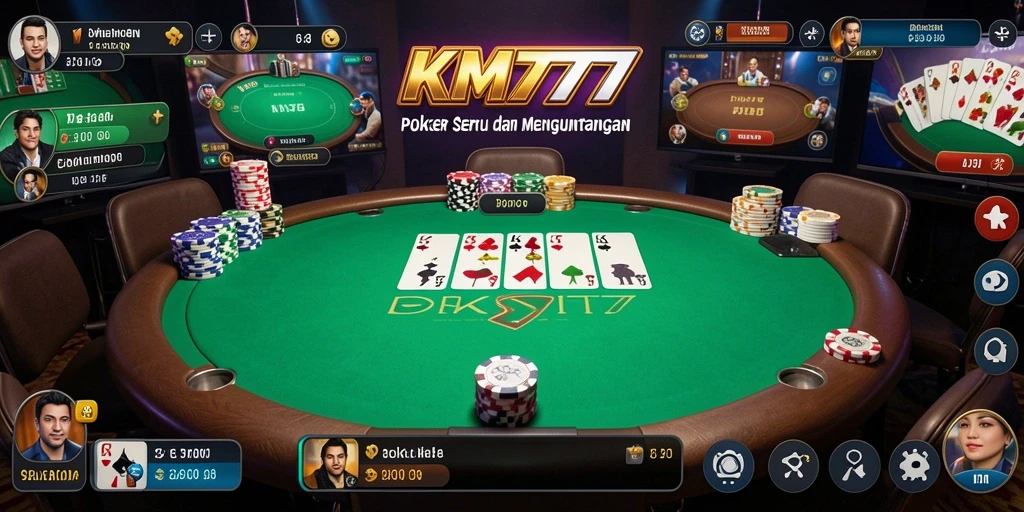 Tampilan seru dari gameplay Poker di KM777.