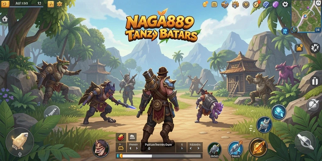 Screenshot gameplay NAGA889 menampilkan dunia terbuka yang luas dan kaya.