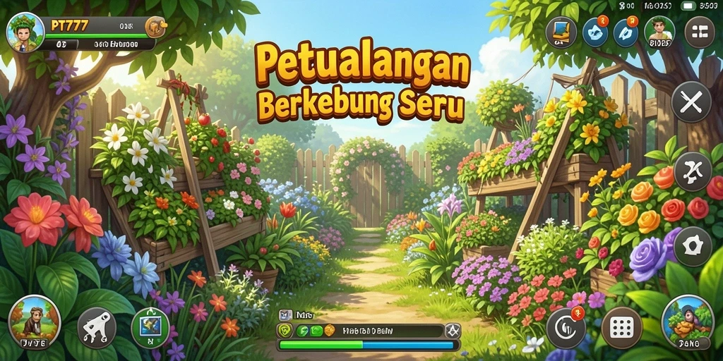 Tampilan gameplay menakjubkan PT777 dengan aktivitas berkebun yang menarik.