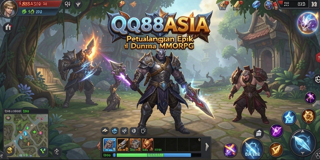 Tampilan utama gameplay QQ88ASIA yang menonjolkan petualangan epik.