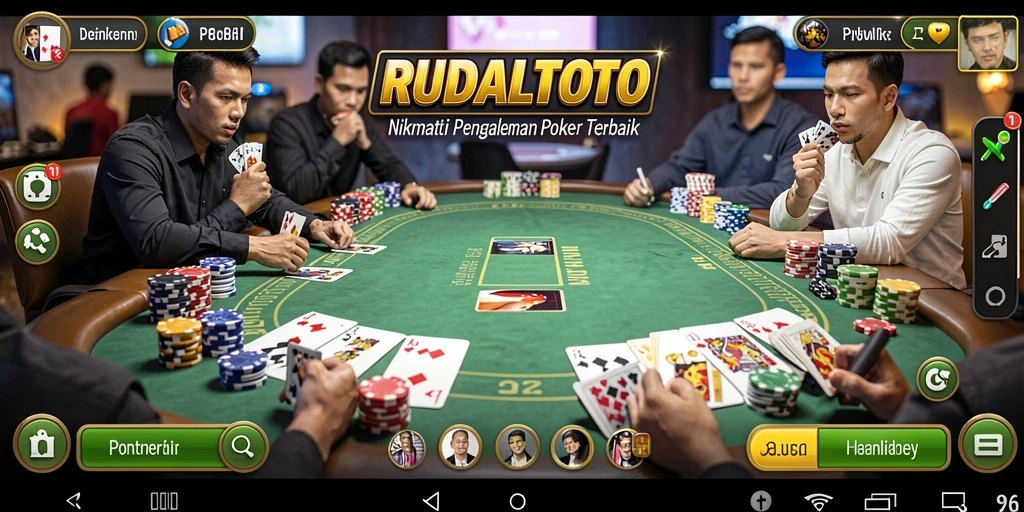 Tangkapan layar RUDALTOTO menampilkan suasana seru permainan poker langsung.