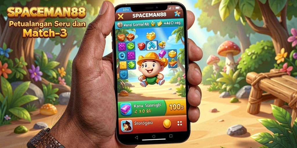 Tangkapan layar SPACEMAN88 menampilkan aksi seru dalam gameplay Match-3.