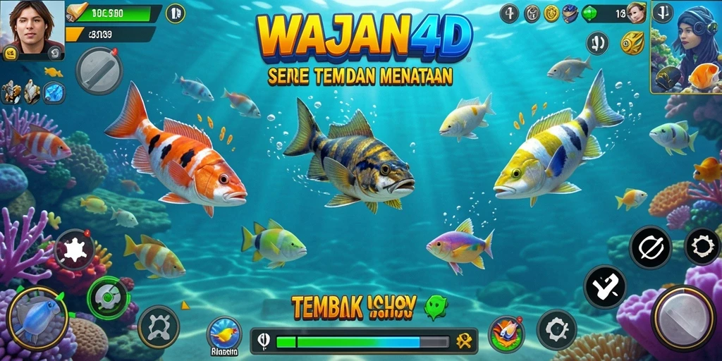 Gameplay seru menembak ikan dalam WAJAN4D yang penuh warna.